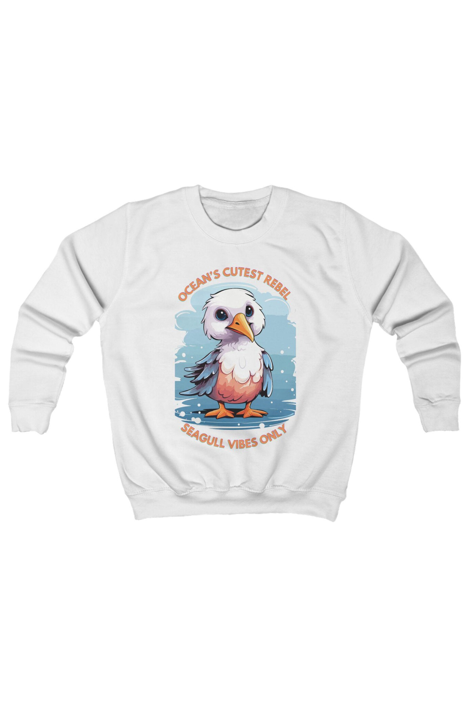 Ocean’s Cutest Rebel Kids Sweatshirt, Seagull Vibes Only, Cute Pullover, Kids Clothing, Gift for Ocean Lovers, Sea Animal Apparel
